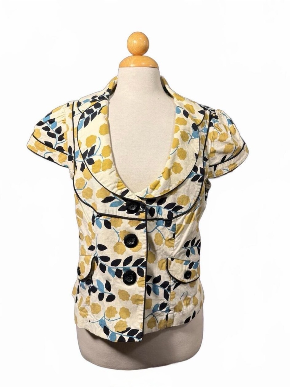 Mossimo Floral Cotton Blend Short Sleeve Blazer Jacket XL